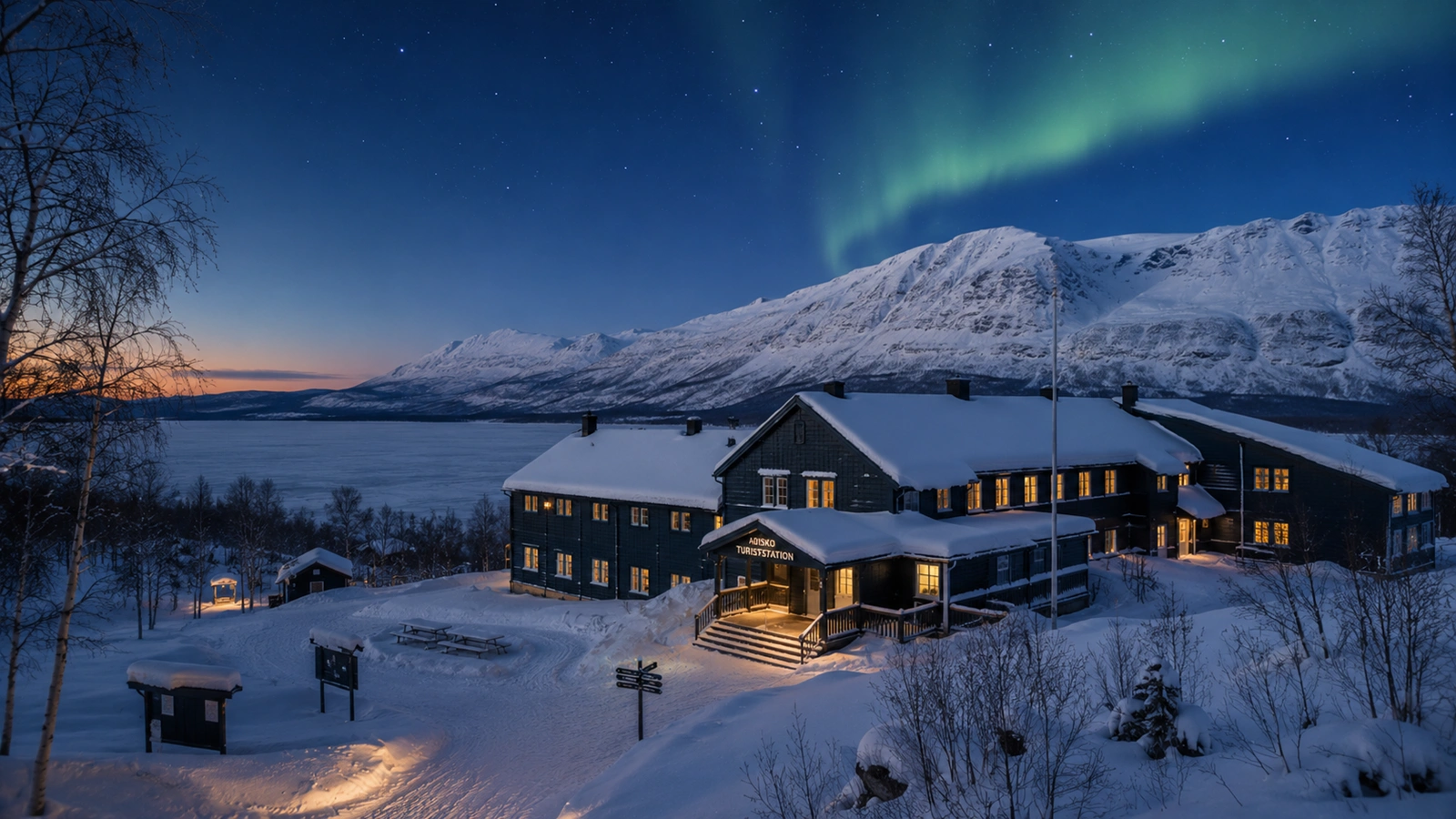 Accommodation area in Abisko near Lake Torneträsk and Abisko National Park