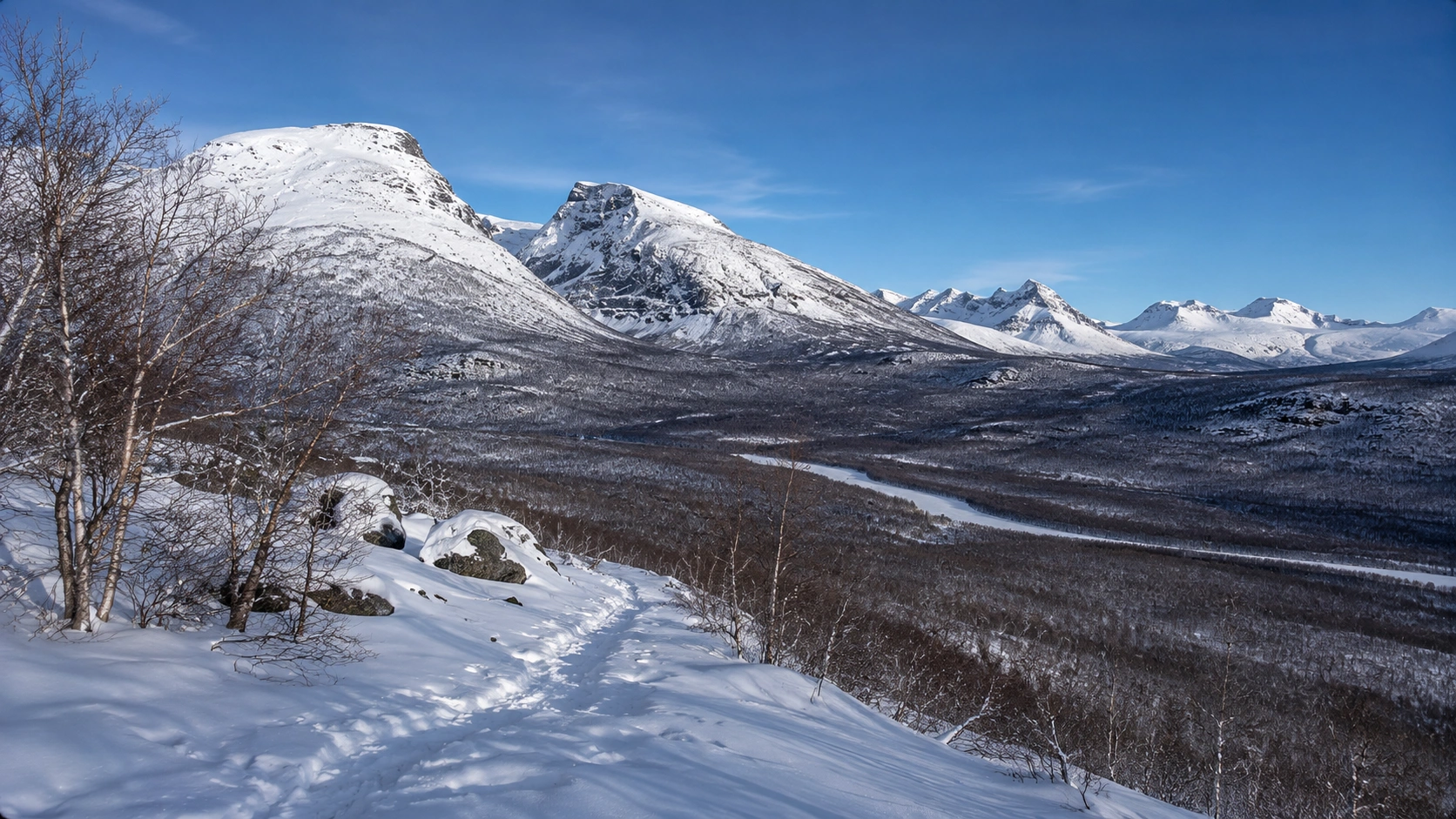 Abisko National Park mountain landscape in Swedish Lapland