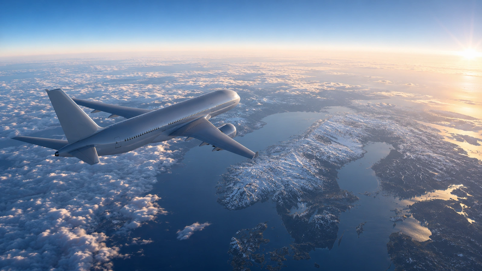 Long haul international travelers flying toward Sweden before reaching Kiruna in Arctic Lapland