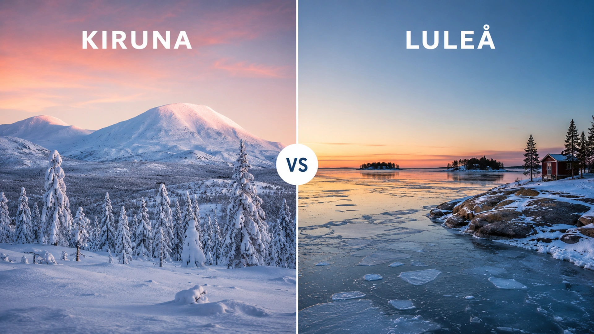 Kiruna mountain winter landscape compared with Luleå coastal sea ice