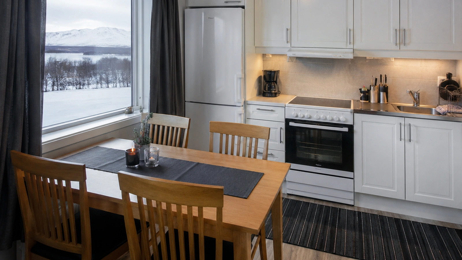 Self-catering accommodation kitchen in Abisko