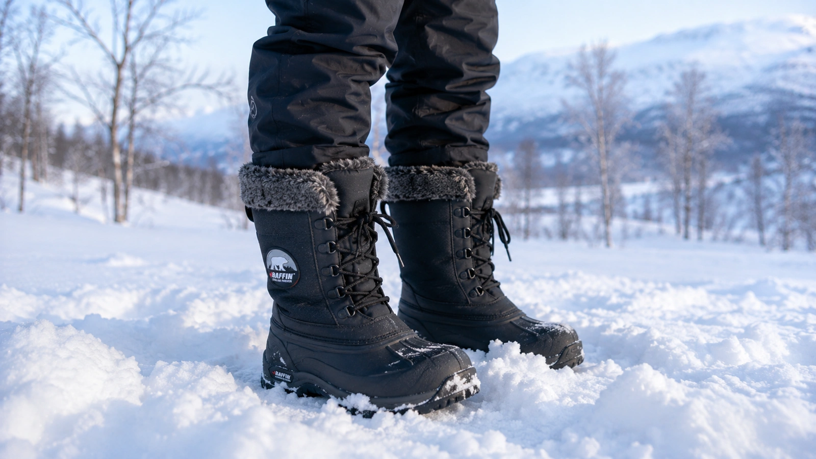 Insulated winter boots for Arctic travel in Swedish Lapland